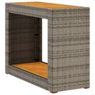 vidaXL Patio Side Table with Wooden Top Gray 39.4"x15.7"x29.5" Poly Rattan