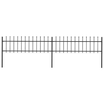 vidaXL Garden Fence with Spear Top Steel 359x60 cm Black