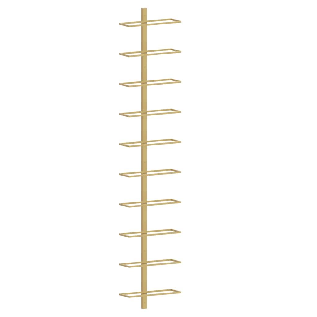 vidaXL Wall-mounted Wine Rack for 10 Bottles Gold Metal