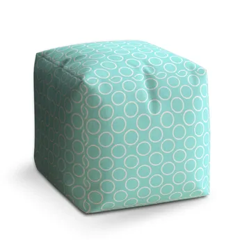 Sablio Taburet Cube Bílé kruhy - 40x40x40 cm