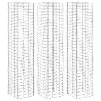 vidaXL Gabion Raised Beds 3 pcs 11.8"x11.8"x78.7" Iron