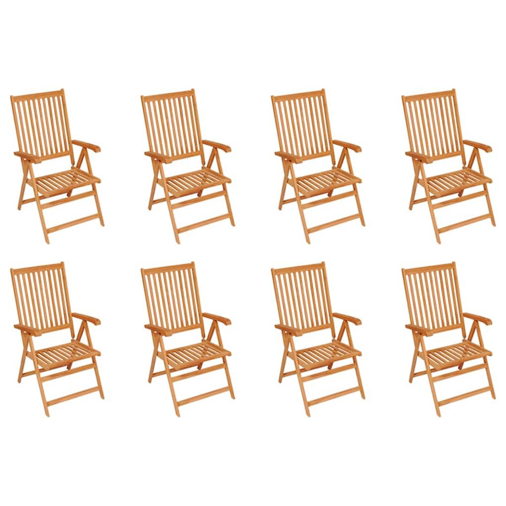 vidaXL Reclining Garden Chairs 8 pcs Solid Teak Wood