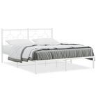 vidaXL Metal Bed Frame without Mattress with Headboard White 59.1"x78.7"