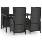vidaXL 5 Piece Garden Dining Set with Cushions Black Poly Rattan