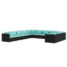 vidaXL 11 Piece Patio Lounge Set with Cushions Poly Rattan Black