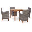 vidaXL 5 Piece Dining Set Poly Rattan and Solid Wood Acacia Grey