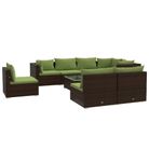 vidaXL 9 Piece Garden Lounge Set with Cushions Poly Rattan Brown