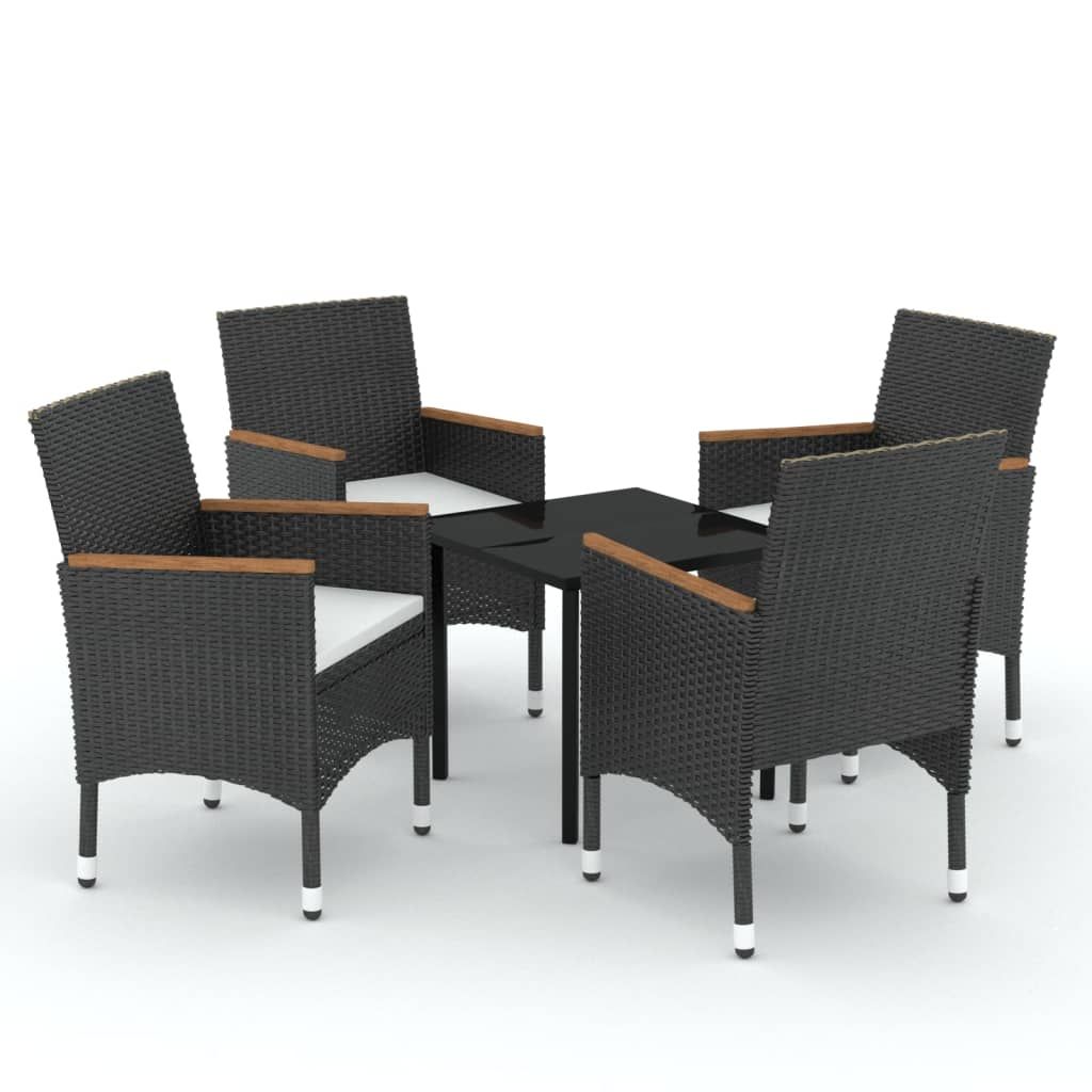 vidaXL 5 Piece Garden Dining Set with Cushions Black