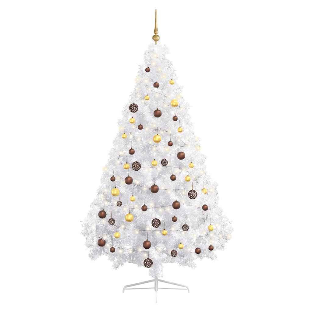 vidaXL Artificial Half Pre-lit Christmas Tree with Ball Set White 70.9"