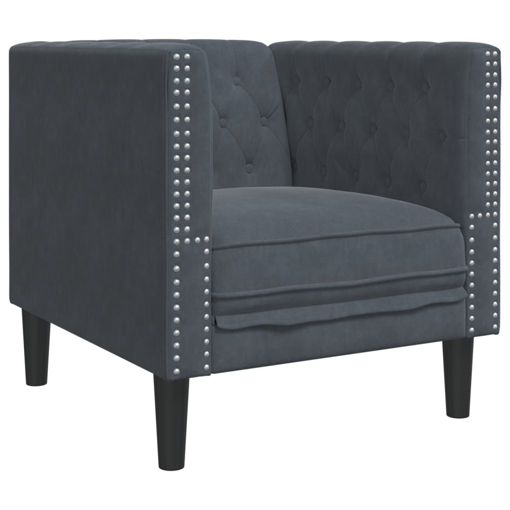 vidaXL Chesterfield Sofa Chair Dark Gray Velvet