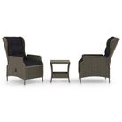 vidaXL 3 Piece Patio Lounge Set with Cushions Poly Rattan Brown