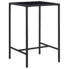 vidaXL Patio Bar Table Black 27.6"x27.6"x43.3" Poly Rattan and Glass