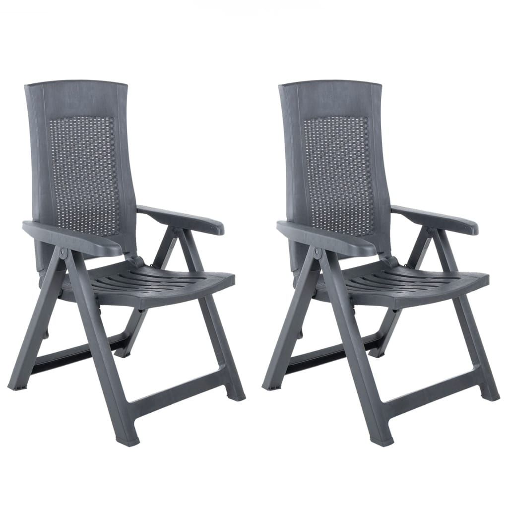 vidaXL Garden Reclining Chairs 2 pcs Plastic Anthracite