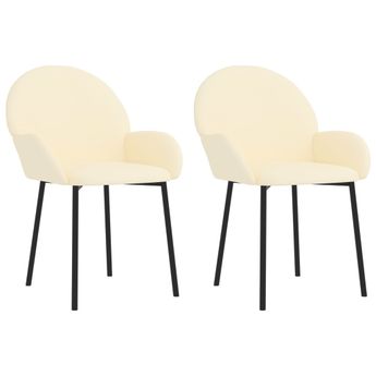 vidaXL Dining Chairs 2 pcs Cream Faux Leather