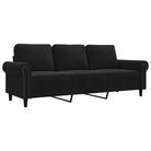 vidaXL 3-Seater Sofa Black 70.9" Velvet