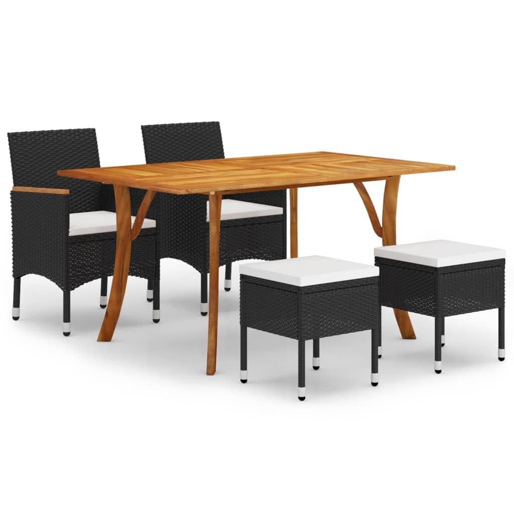 vidaXL 5 Piece Garden Dining Set Black