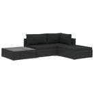 vidaXL 4 Piece Patio Lounge Set with Cushions Poly Rattan Black