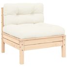 vidaXL Patio Middle Sofa with Cream Cushions Solid Pinewood
