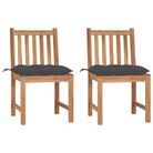 vidaXL Patio Chairs 2 pcs with Cushions Solid Teak Wood