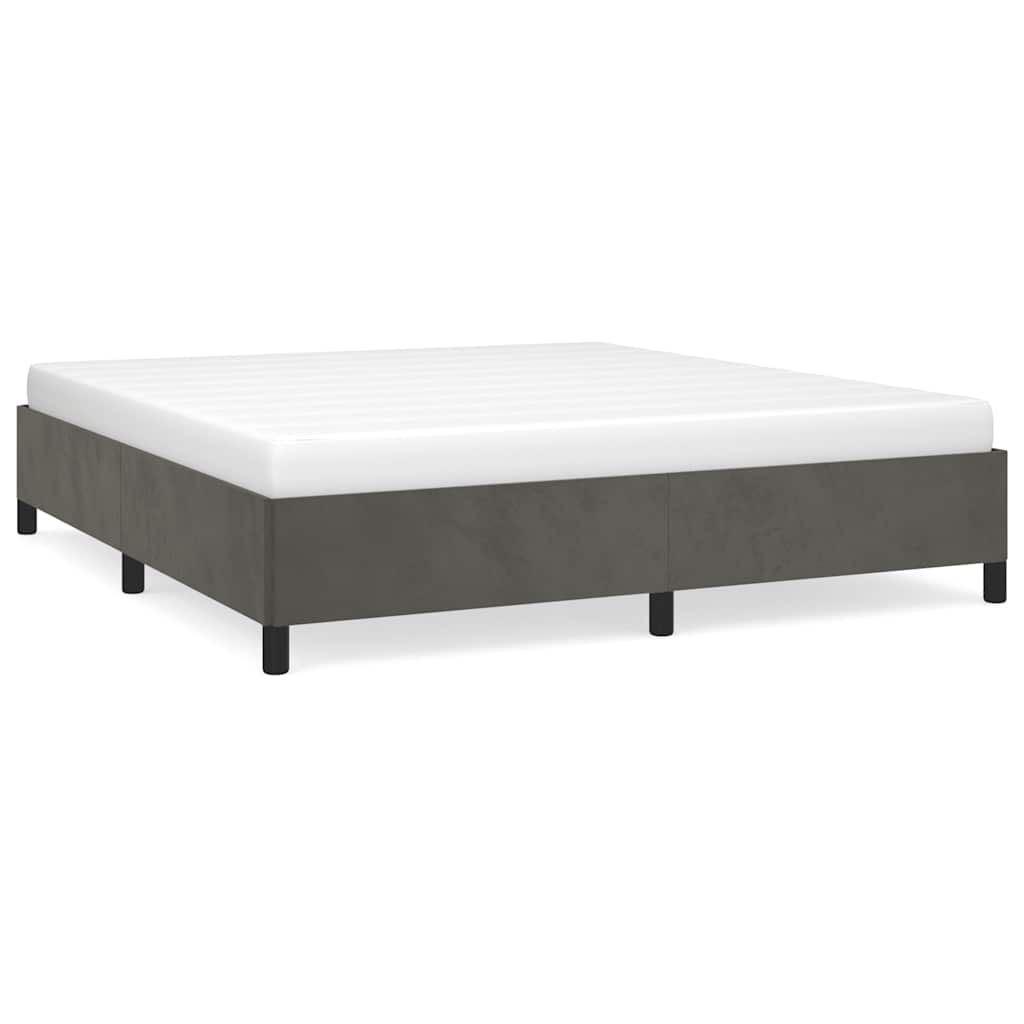 vidaXL Bed Frame without Mattress Dark Gray 76"x79.9" King Velvet