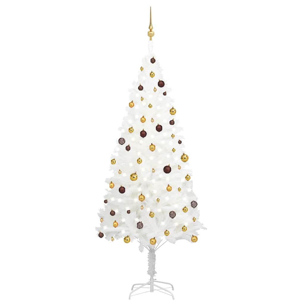 vidaXL Artificial Pre-lit Christmas Tree with Ball Set White 94.5"