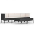 vidaXL 6 Piece Garden Lounge Set with Cushions Poly Rattan Black