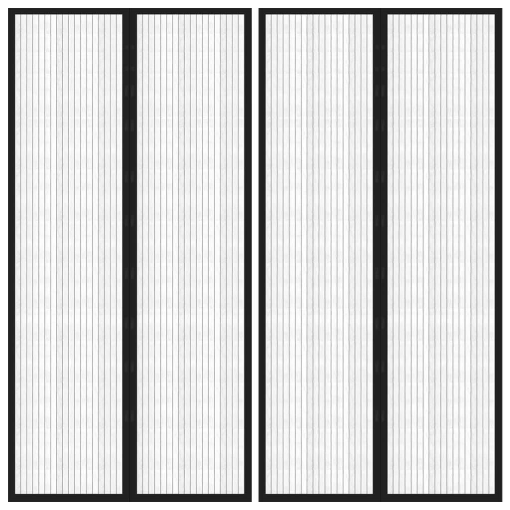 vidaXL Insect Door Curtains 2 pcs with Magnet Blocks Black 86.6x39.4"