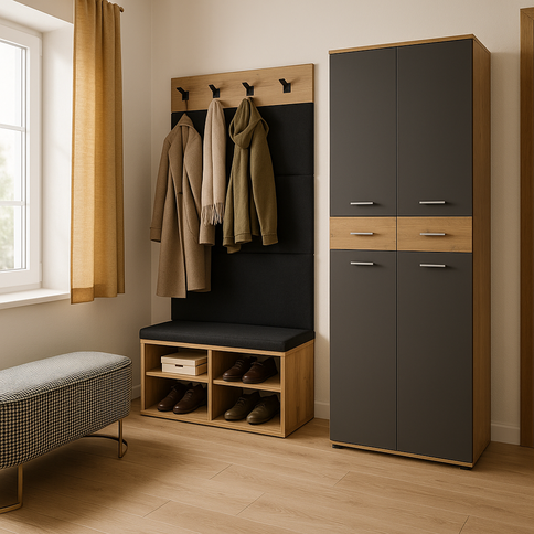 Industrial hall in black and brown tones