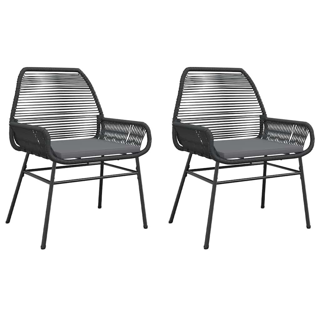 vidaXL Garden Chairs 2 pcs with Cushions Black Poly Rattan