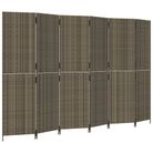 vidaXL Room Divider 6 Panels Grey Poly Rattan