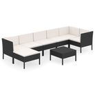 vidaXL 8 Piece Patio Lounge Set with Cushions Poly Rattan Black