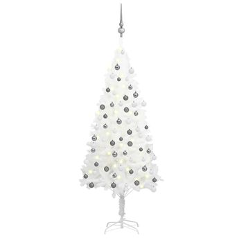 vidaXL Artificial Pre-lit Christmas Tree with Ball Set White 47.2"