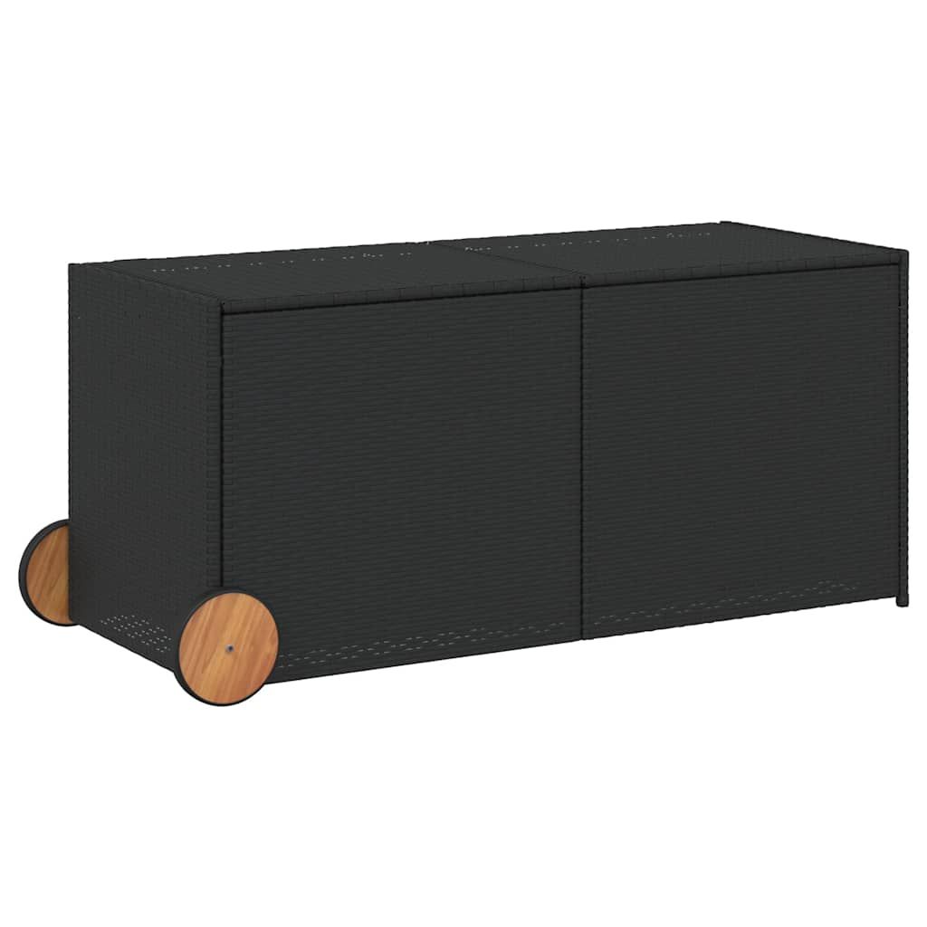 vidaXL Garden Storage Box with Wheels Black 74.8 Gal Poly Rattan
