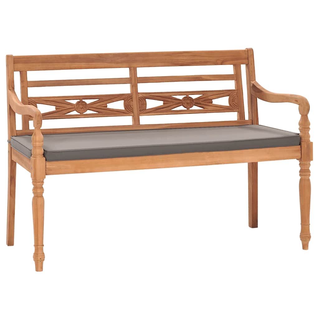 vidaXL Batavia Bench with Dark Grey Cushion 120 cm Solid Teak Wood