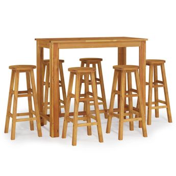vidaXL 7 Piece Patio Bar Set Solid Wood Acacia