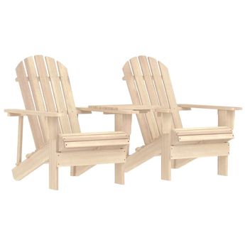 vidaXL Patio Adirondack Chairs with Tea Table Solid Fir Wood