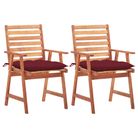 vidaXL Outdoor Dining Chairs 2 pcs with Cushions Solid Acacia Wood