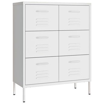 vidaXL Drawer Cabinet White 31.5"x13.8"x40" Steel