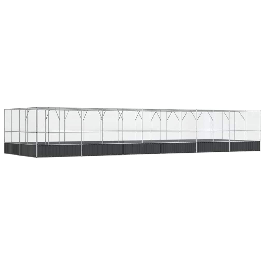 vidaXL Aviary with Extension Silver 490.6"x163"x83.5" Steel