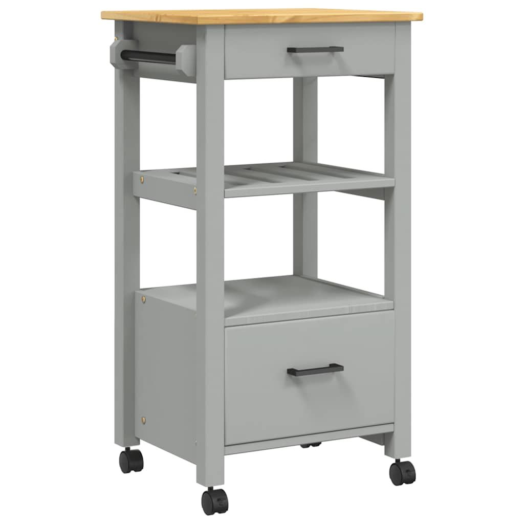 vidaXL Kitchen Trolley MONZA 18.9"x15.7"x34.8" Solid Wood Pine