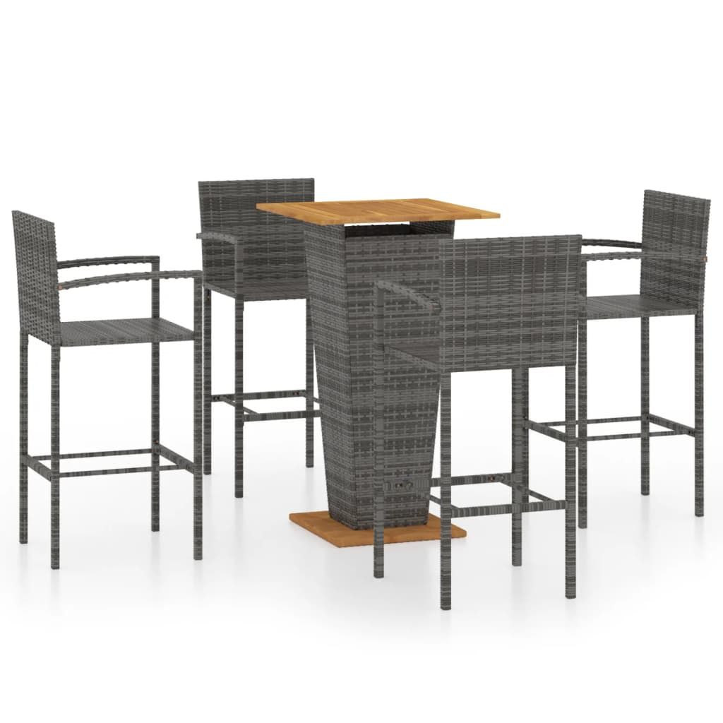 vidaXL 5 Piece Patio Bar Set Gray