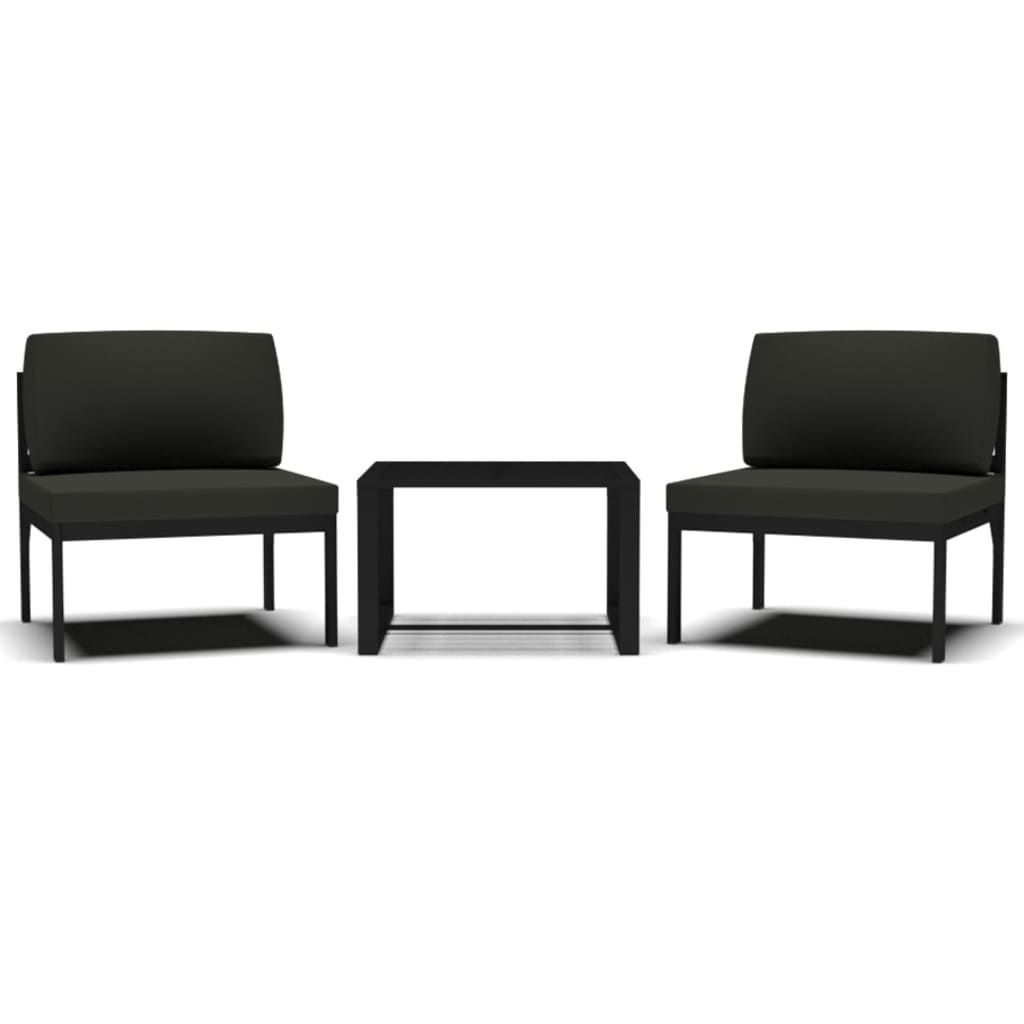 vidaXL 3 Piece Garden Sofa Set with Cushions Aluminium Anthracite