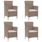 vidaXL Garden Chairs with Cushions 4 pcs Poly Rattan Beige