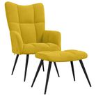 vidaXL Relaxing Chair with a Stool Mustard Yellow Velvet