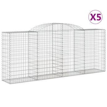 vidaXL Arched Gabion Baskets 5 pcs 300x50x120/140 cm Galvanised Iron