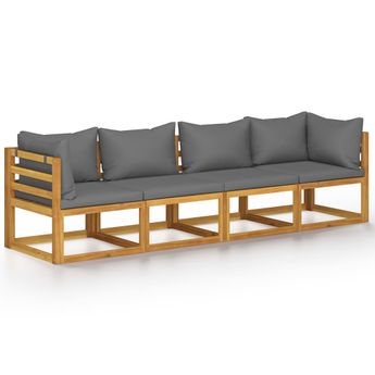 vidaXL 4-Seater Garden Sofa with Cushion Solid Acacia Wood