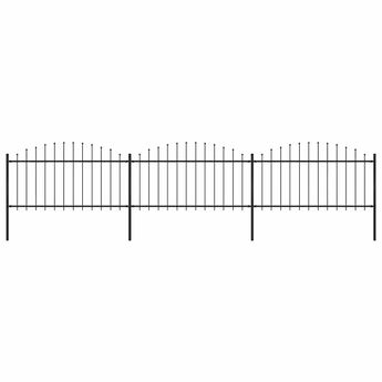 vidaXL Garden Fence with Spear Top Steel 537x150 cm Black