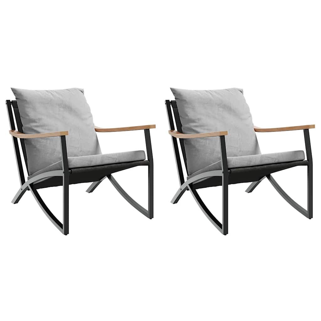 vidaXL Patio chairs with Cushions 2 pcs Black Steel