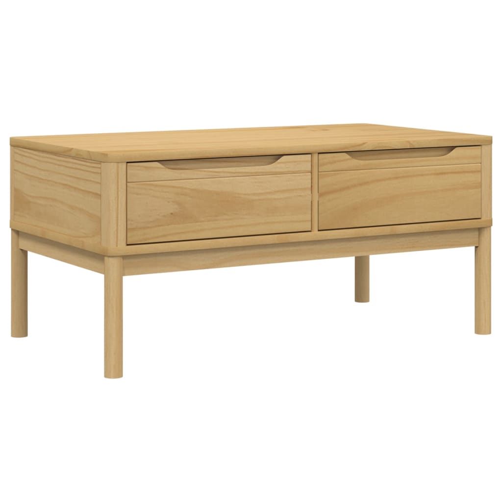 vidaXL Coffee Table FLORO Wax Brown 39"x21.9"x17.7" Solid Pine Wood