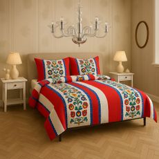 Retro red and white bedroom